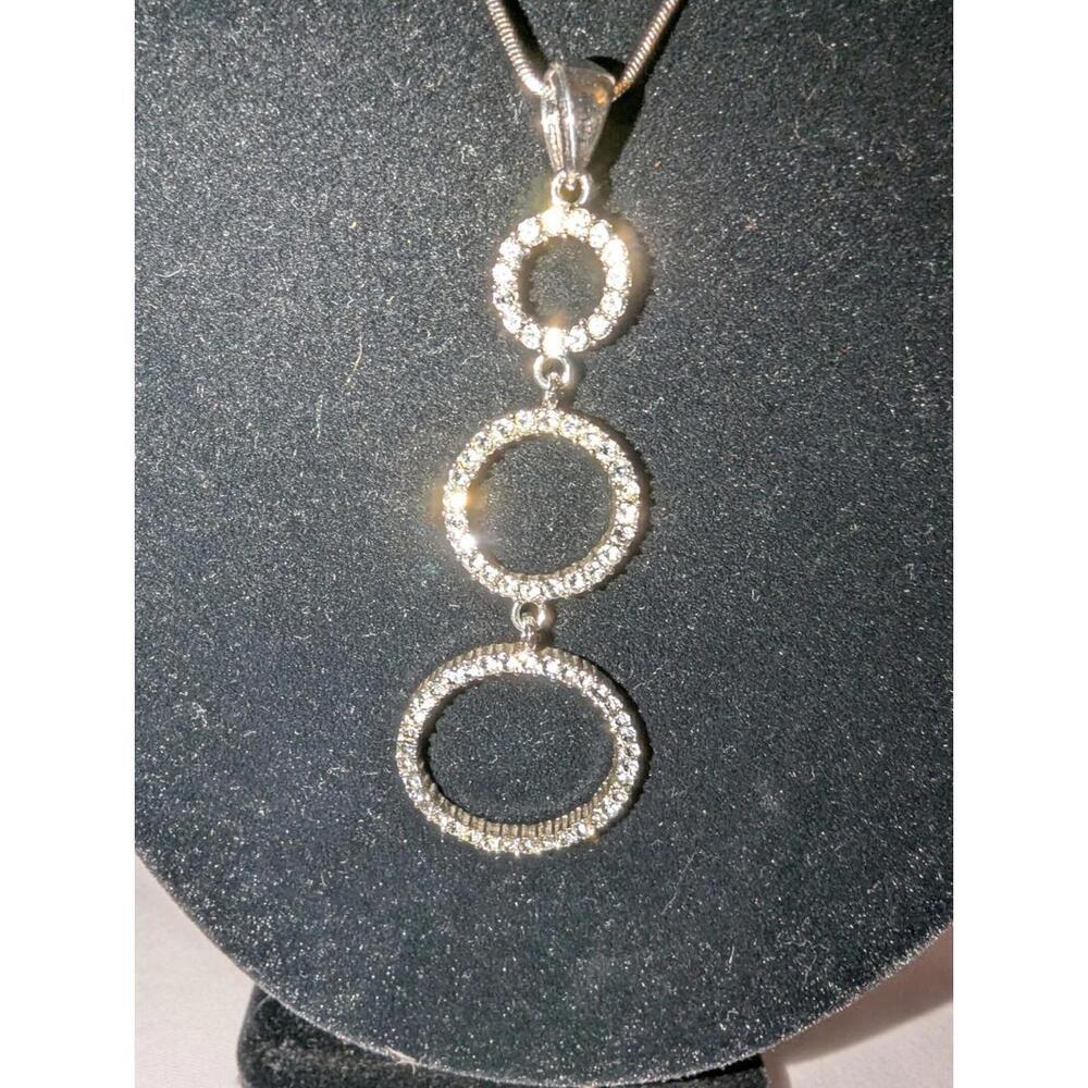 Sparkling Rhinestone Drop Down Necklace 16" - Picture 3 of 4